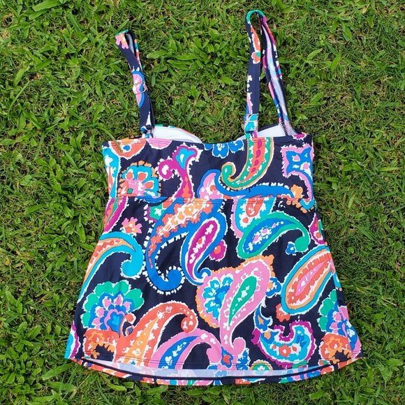 Liz Claiborne Colorful paisley tankini top! - Picture 2 of 4